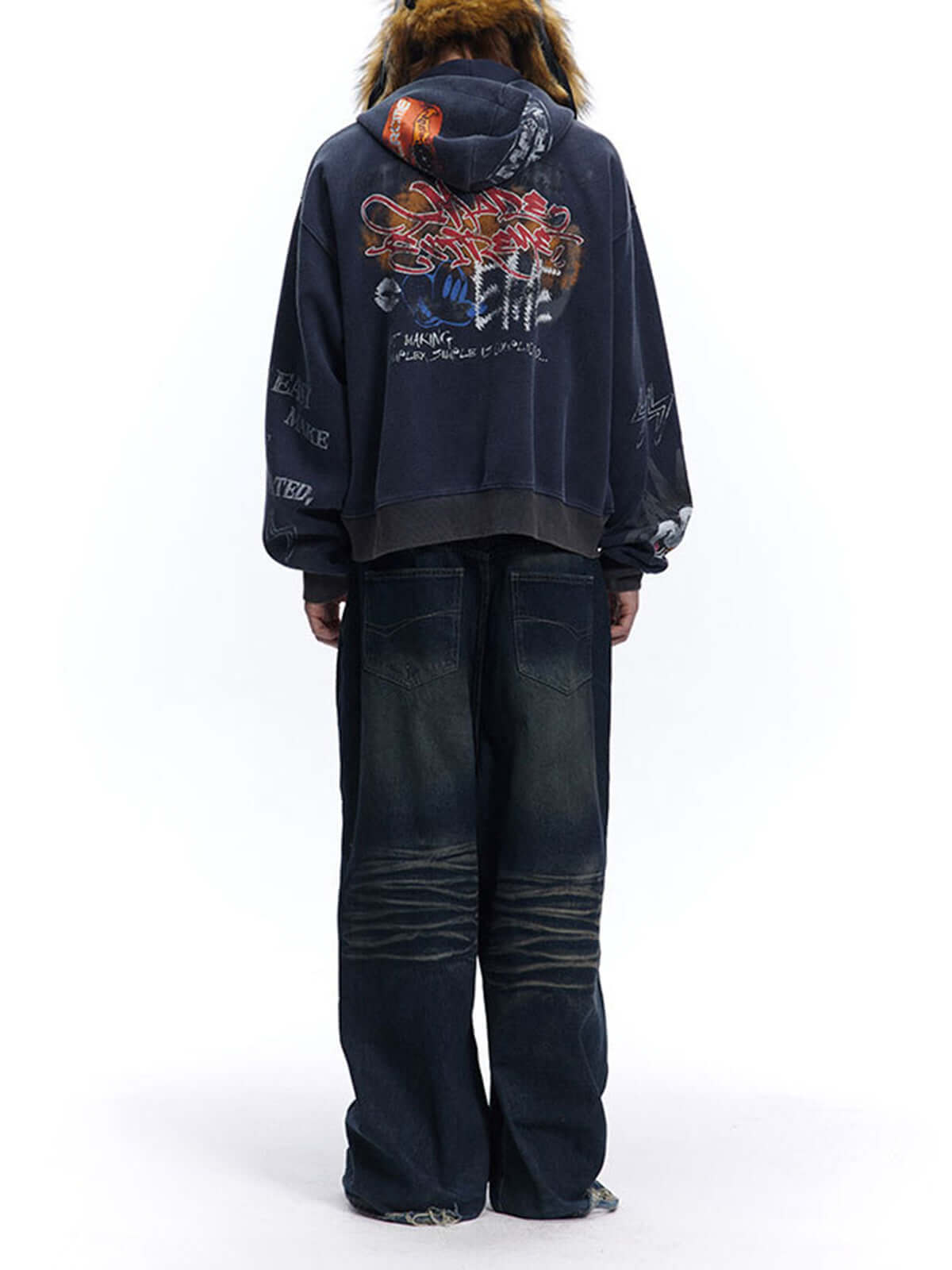 Graffiti Cardigan Hoodie Gundam Inspired Streetwear Style
