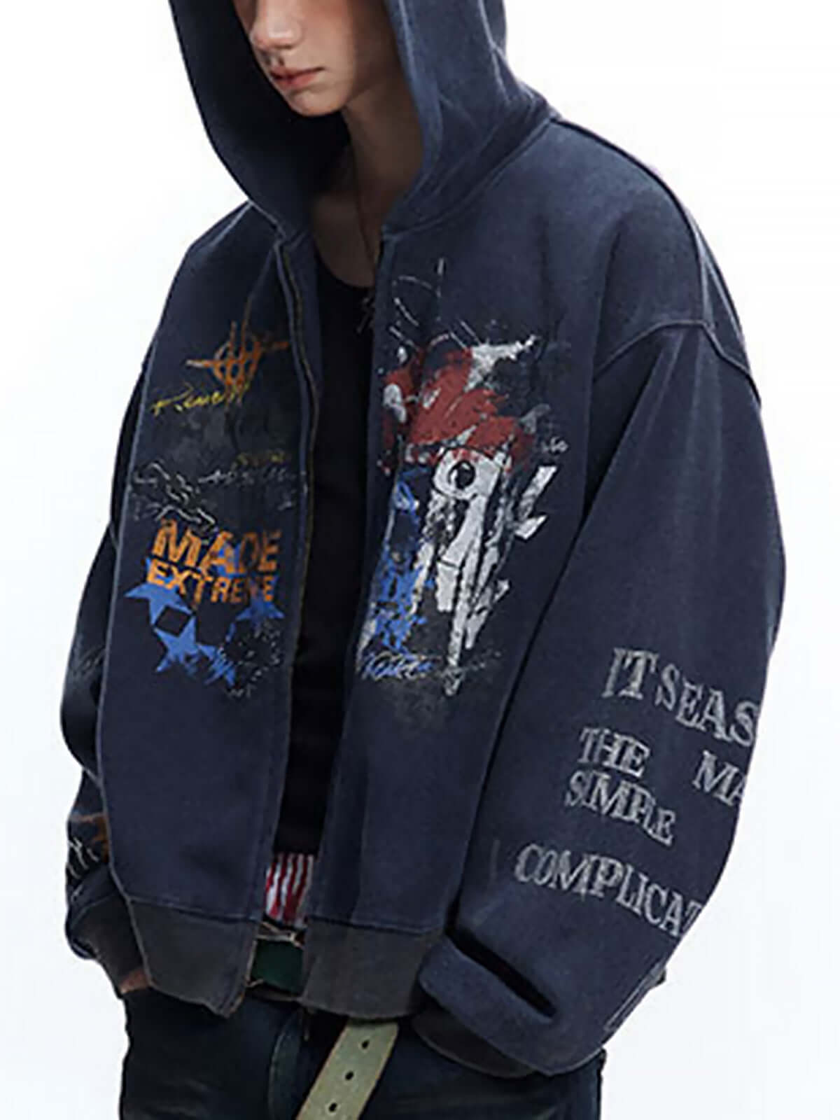 Graffiti Cardigan Hoodie Gundam Inspired Streetwear Style