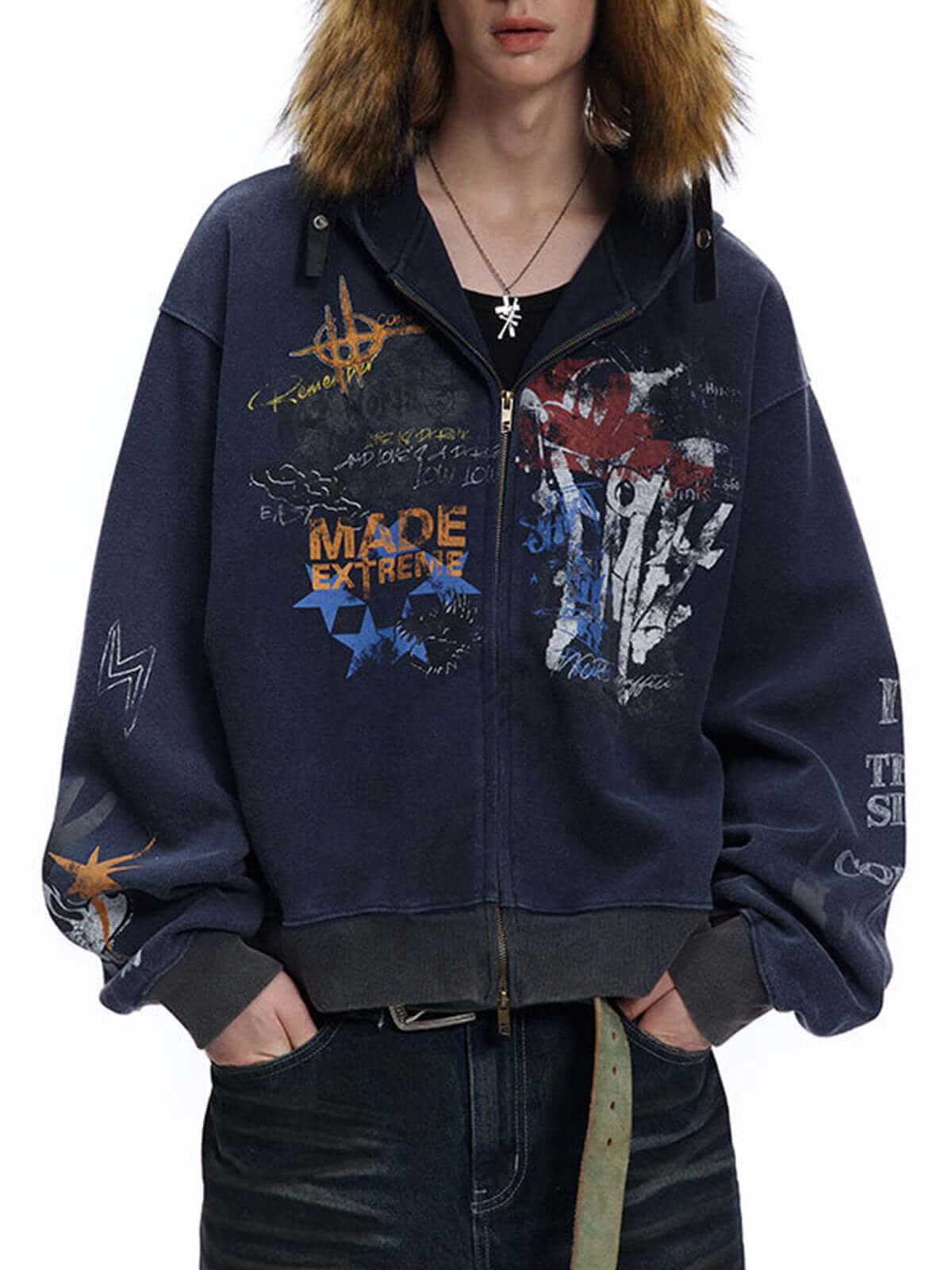 Graffiti Cardigan Hoodie Gundam Inspired Streetwear Style