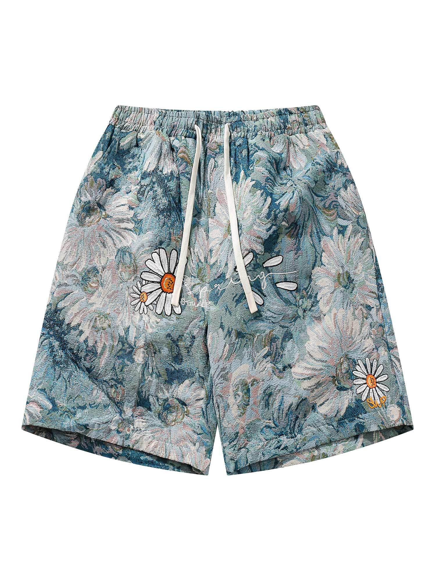 High Street Jacquard Embroidery Shorts Tropical Summer Style