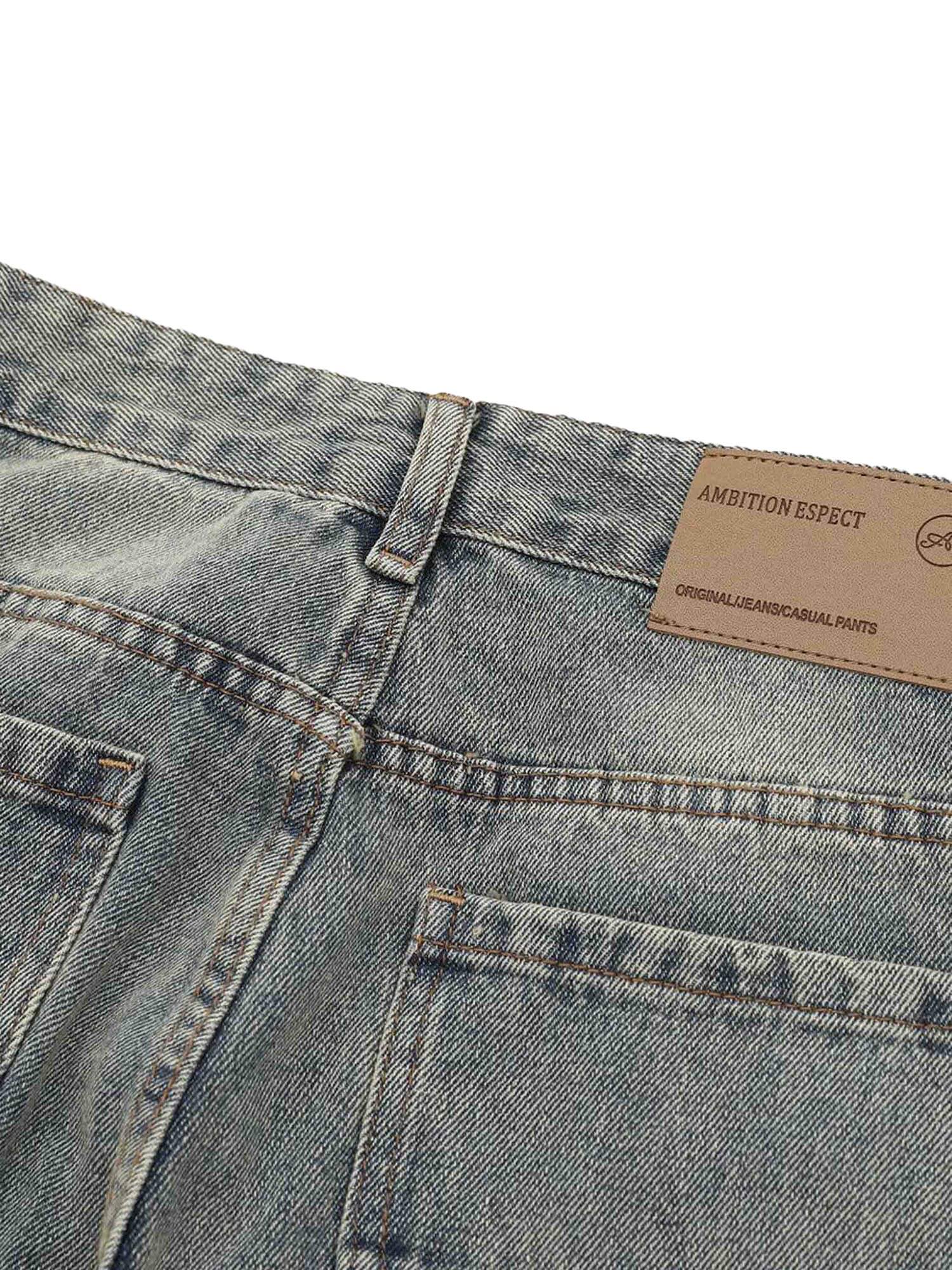 High Street Washed And Torn Work Pockets Denim Pants Streetwear
