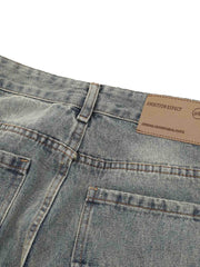 High Street Washed And Torn Work Pockets Denim Pants Streetwear