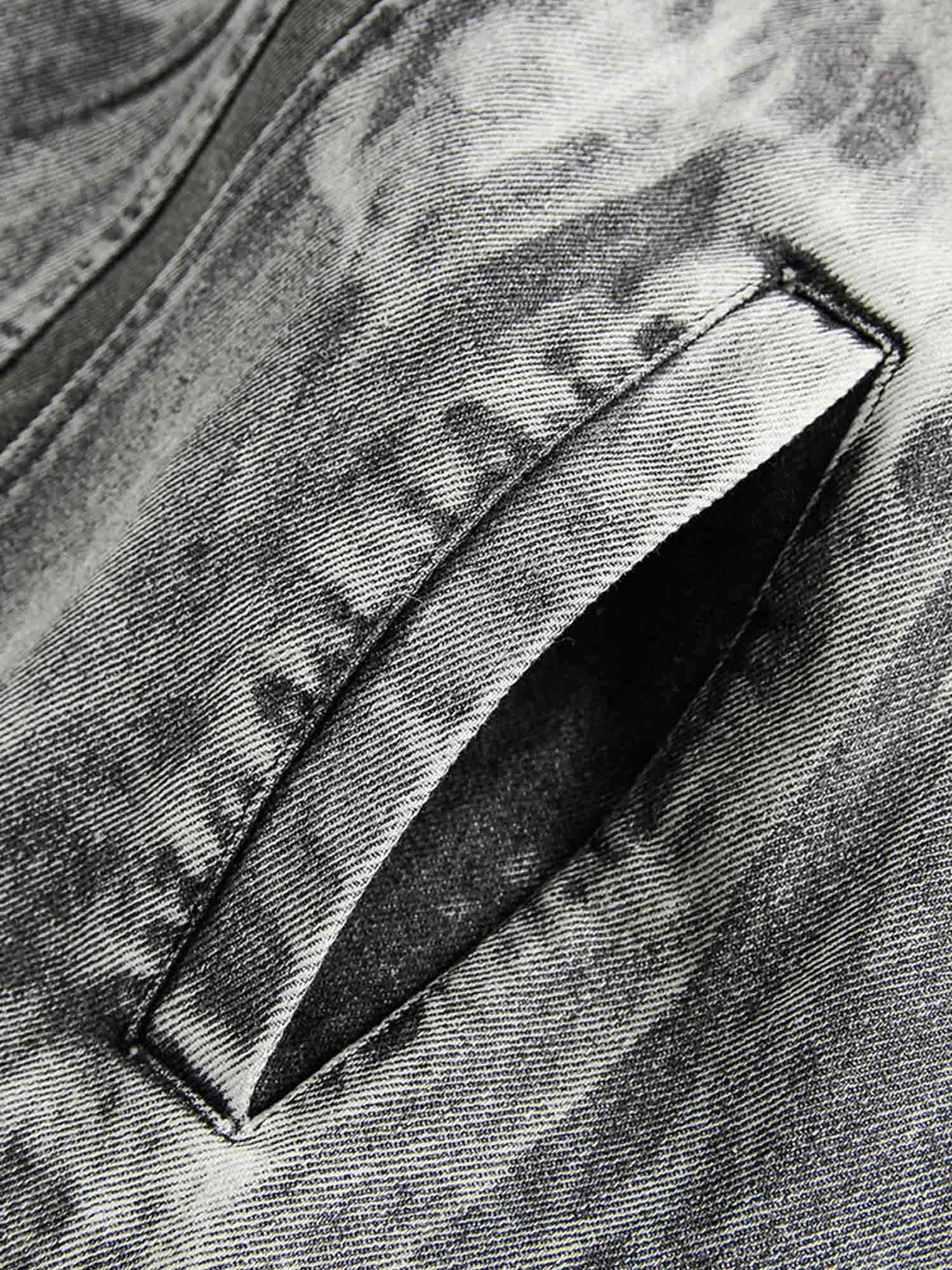 Hip Hop Distressed Washed Printed Denim Jacket Street Style