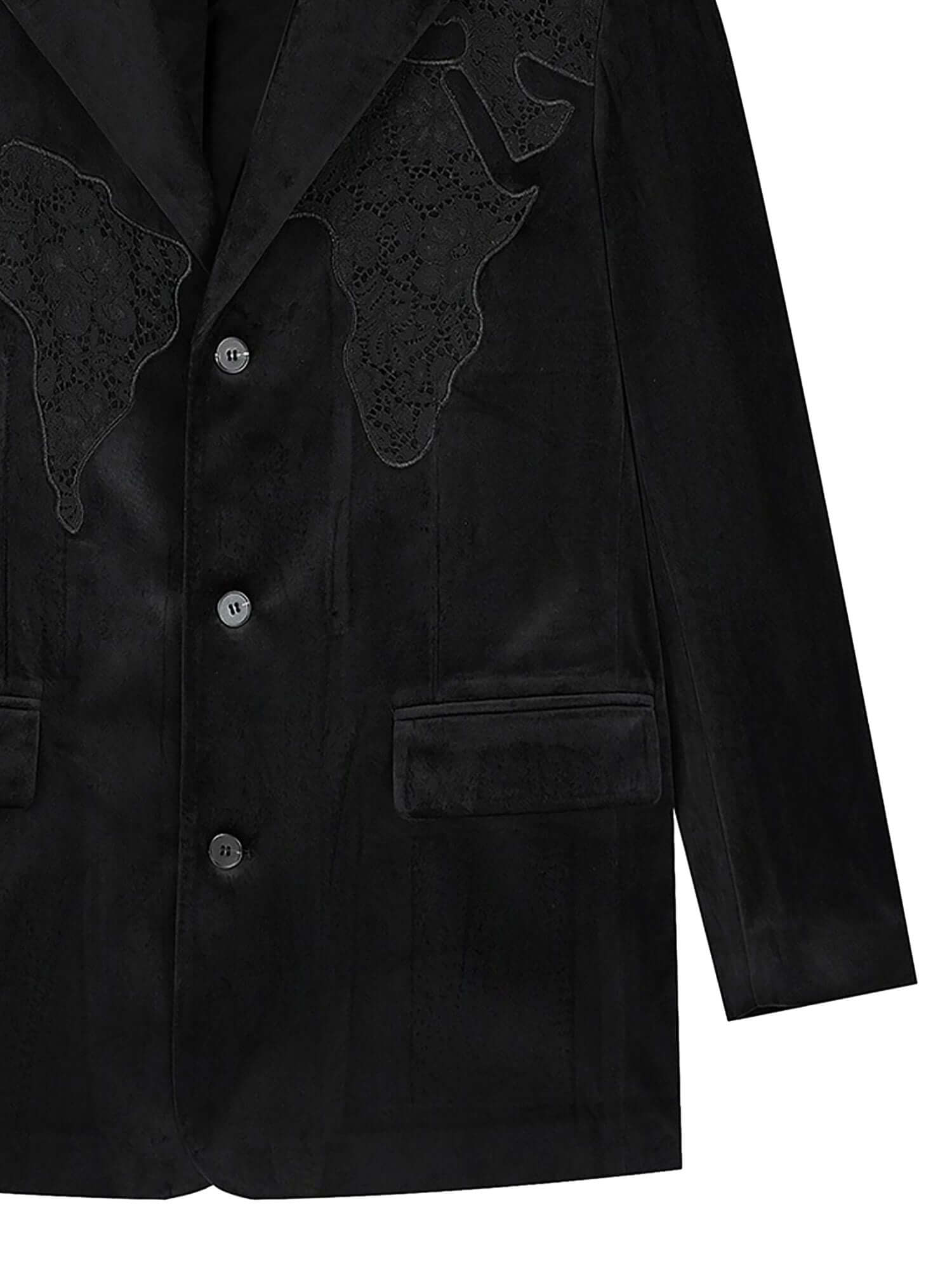 Lace Map Logo Velvet Suit Streetwear