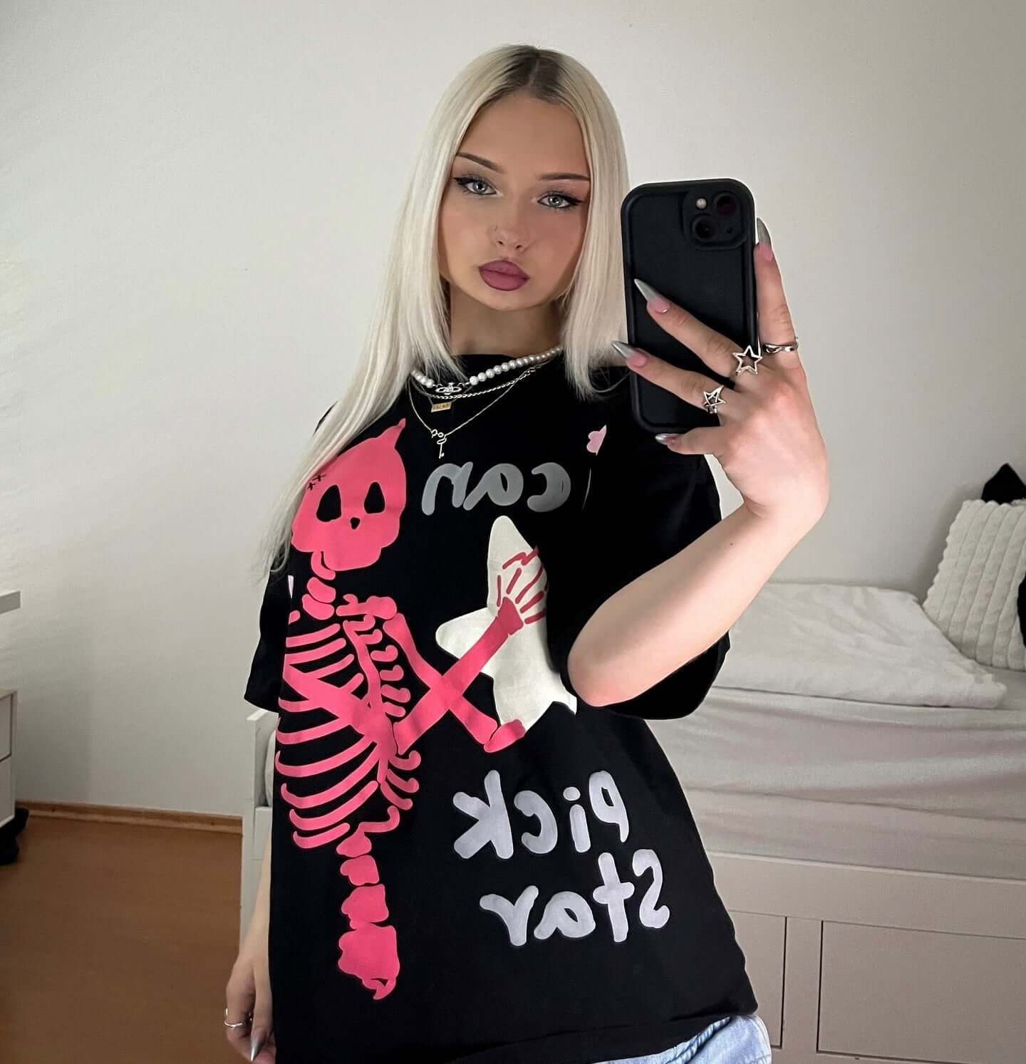 Made Retro Skull Letter Foam T Shirt Bold Graphic Style
