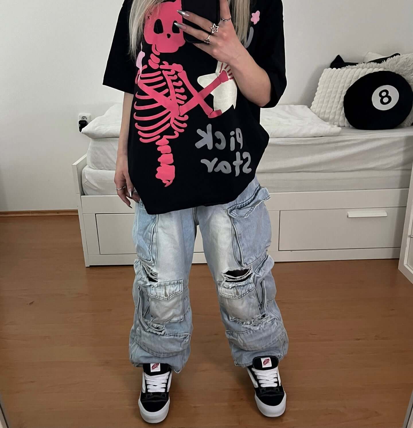 Made Retro Skull Letter Foam T Shirt Bold Graphic Style