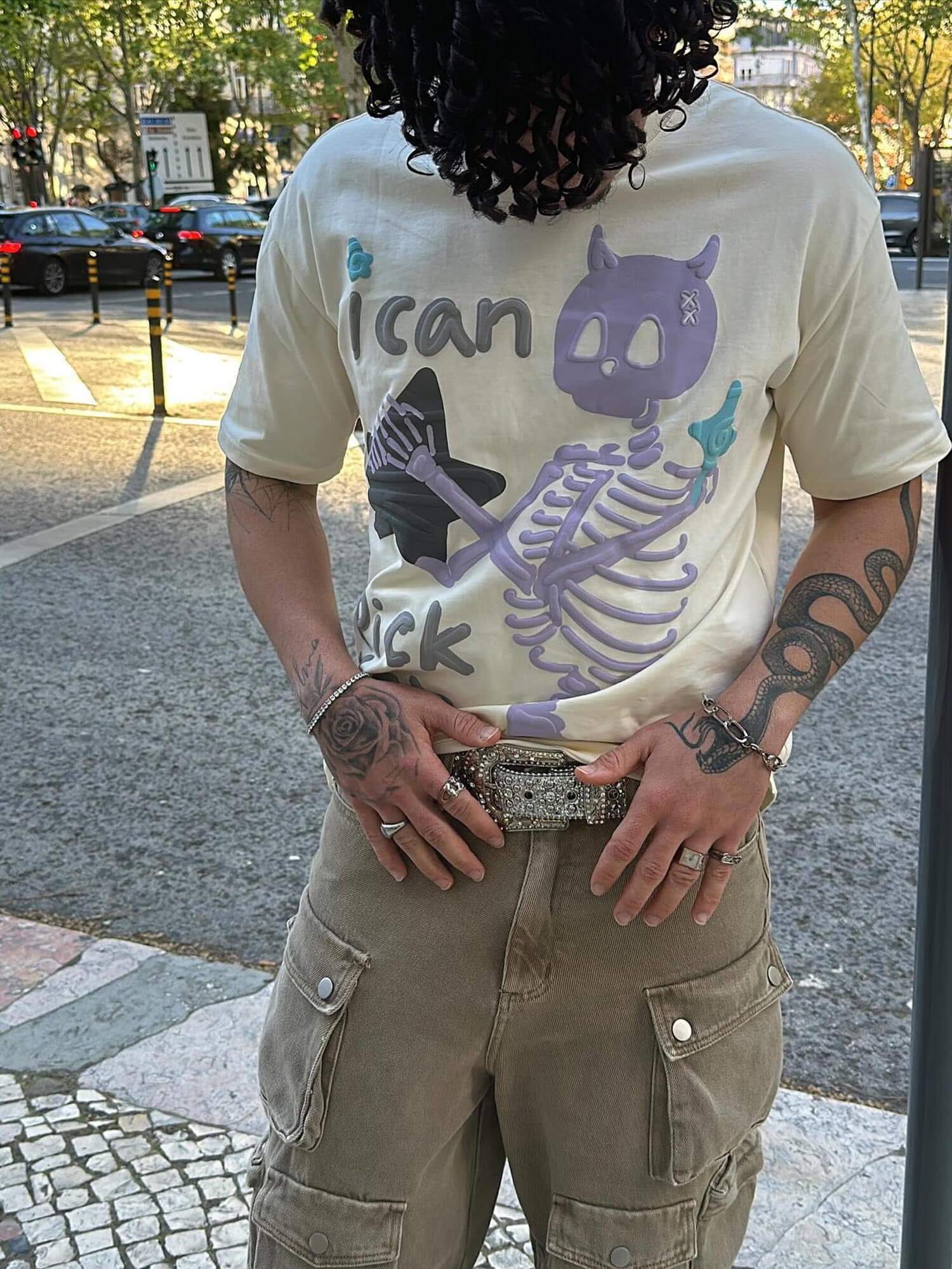 Made Retro Skull Letter Foam T Shirt Bold Graphic Style