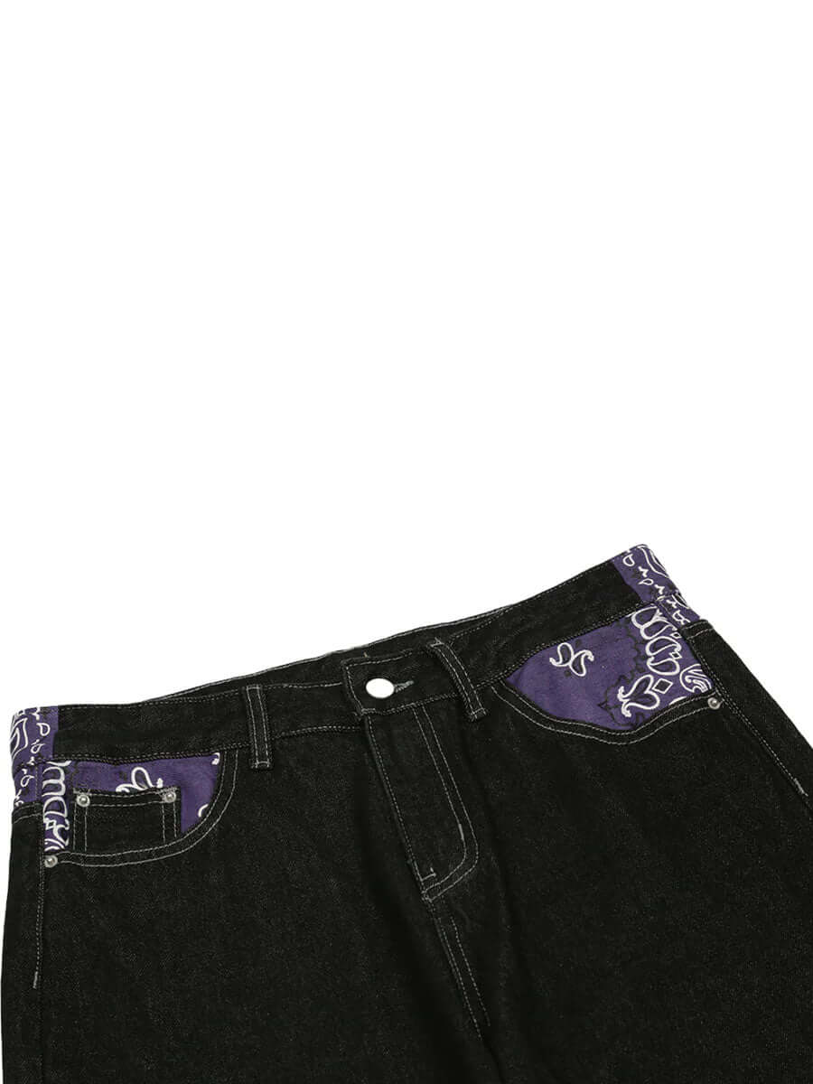 Petal Letter Straight Jeans Fleece Comfort Streetwear
