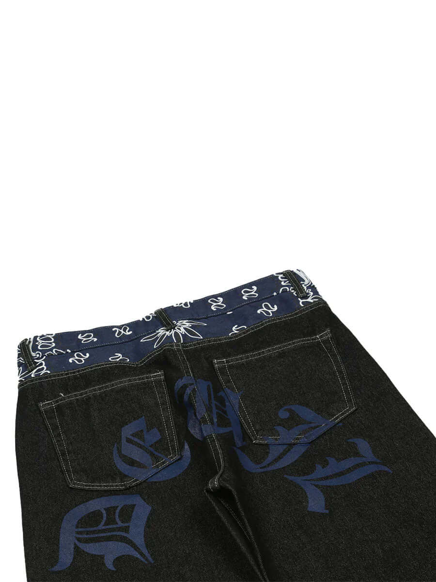 Petal Letter Straight Jeans Fleece Comfort Streetwear