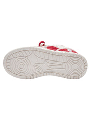 Red Contrast Color Button Decorated Sneakers Streetwear