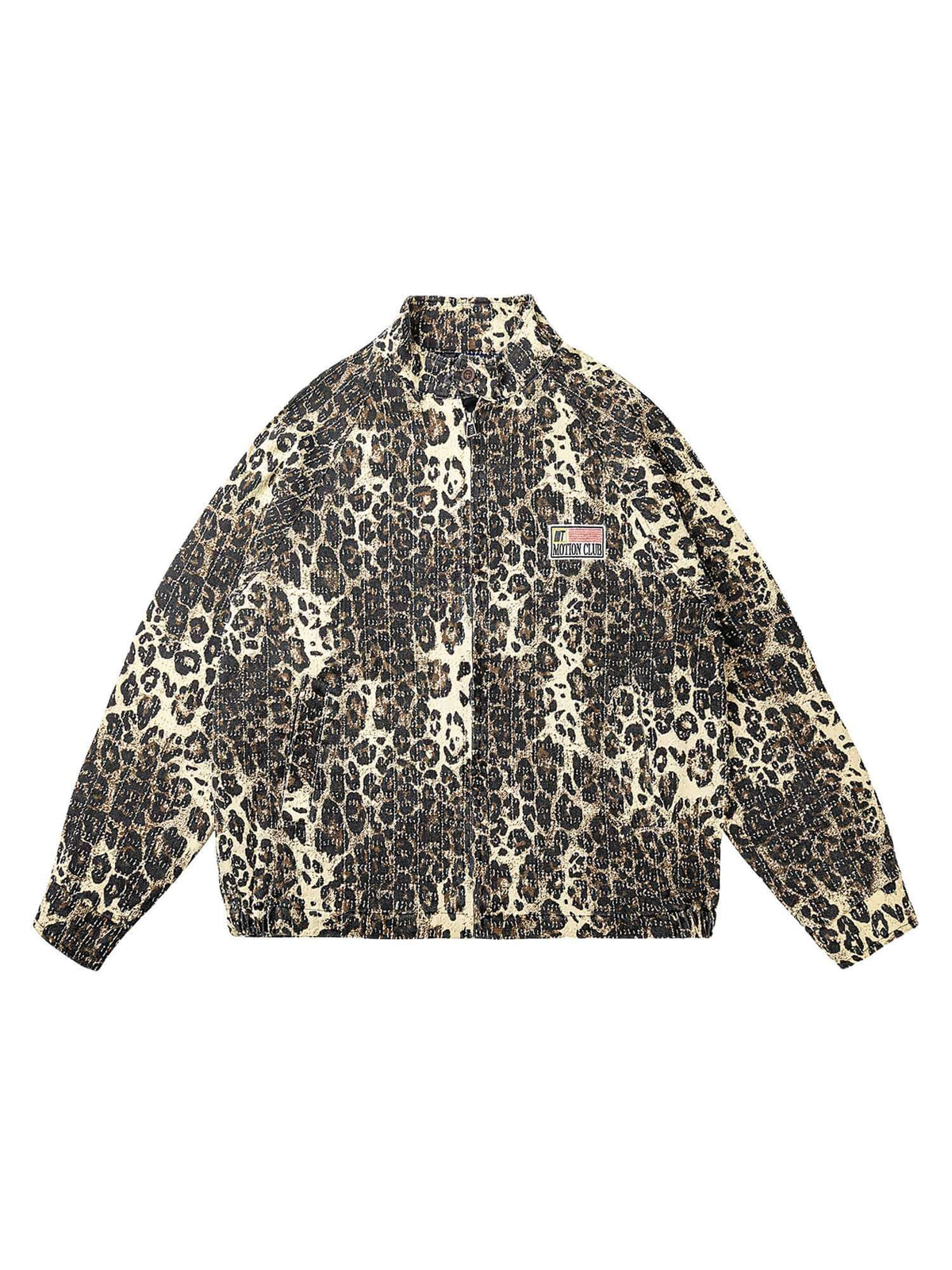 Retro Leopard Printed Denim Jacket Casual Street Style