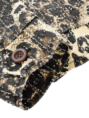 Retro Leopard Printed Denim Jacket Casual Street Style
