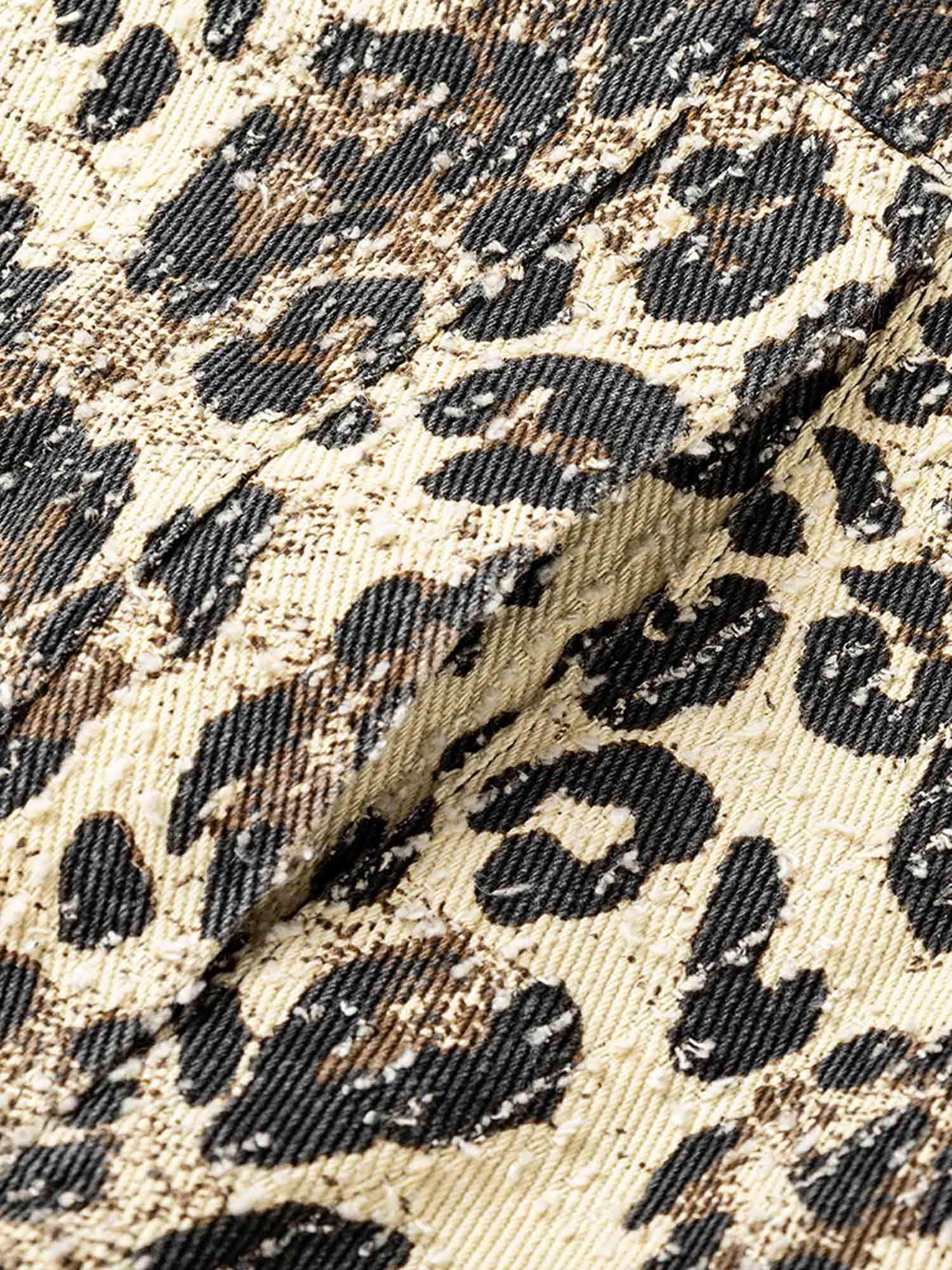 Retro Leopard Printed Denim Jacket Casual Street Style