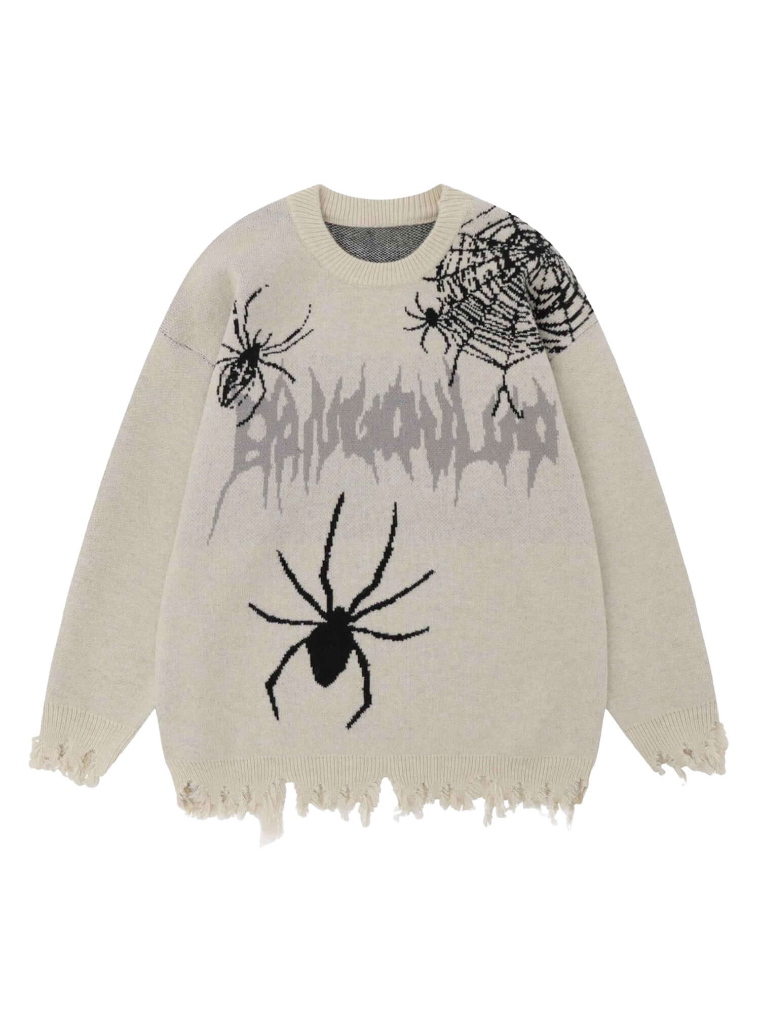 Round Neck Spider Destroy Design Sweater Gothic Punk Style