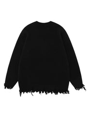 Round Neck Spider Destroy Design Sweater Gothic Punk Style