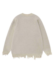 Round Neck Spider Destroy Design Sweater Gothic Punk Style