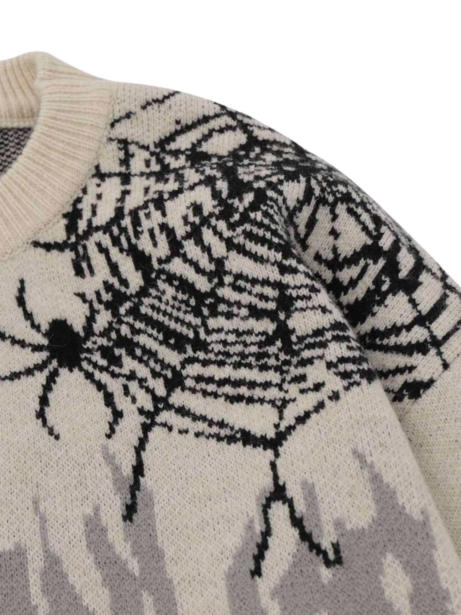Round Neck Spider Destroy Design Sweater Gothic Punk Style