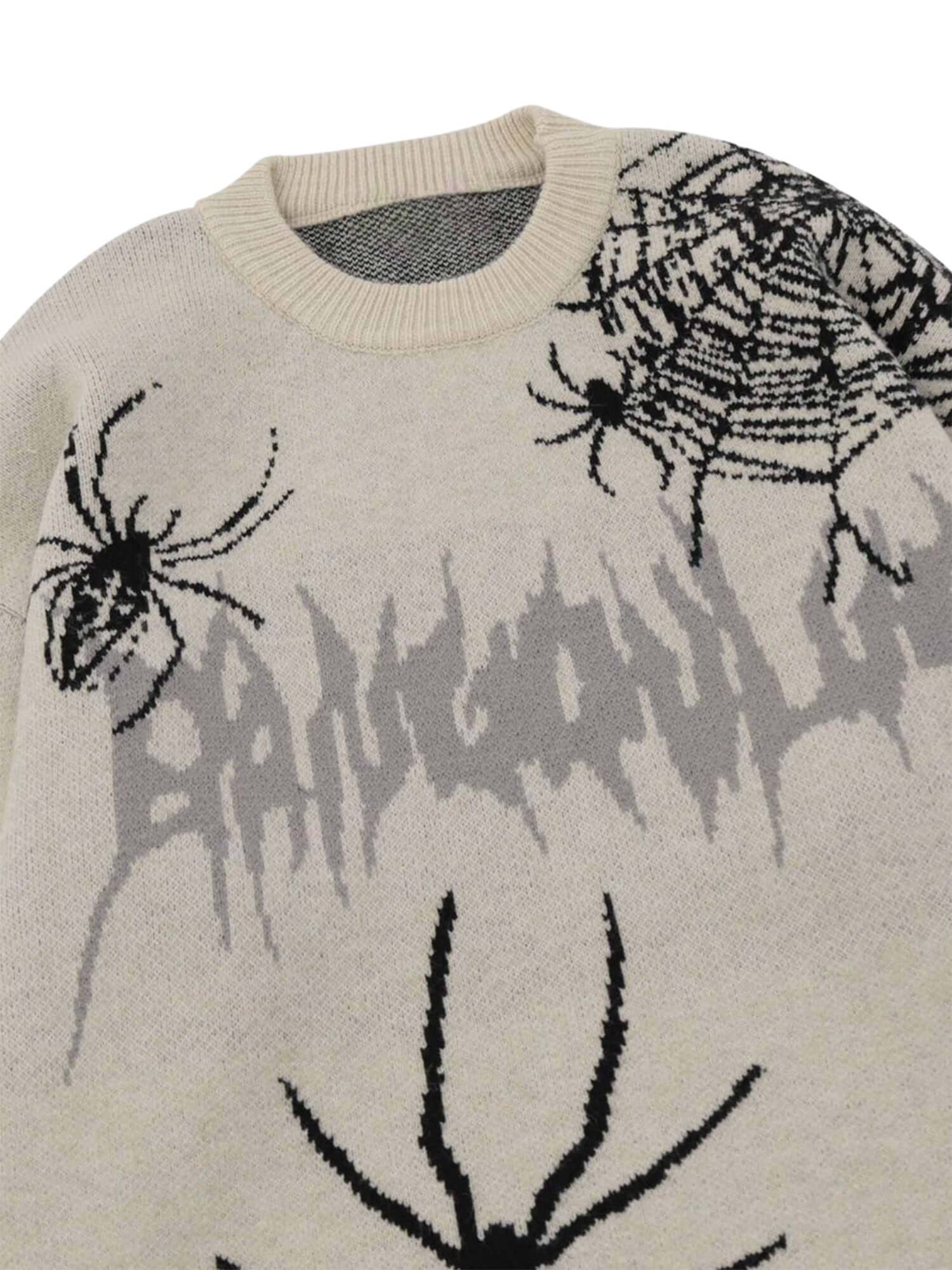 Round Neck Spider Destroy Design Sweater Gothic Punk Style