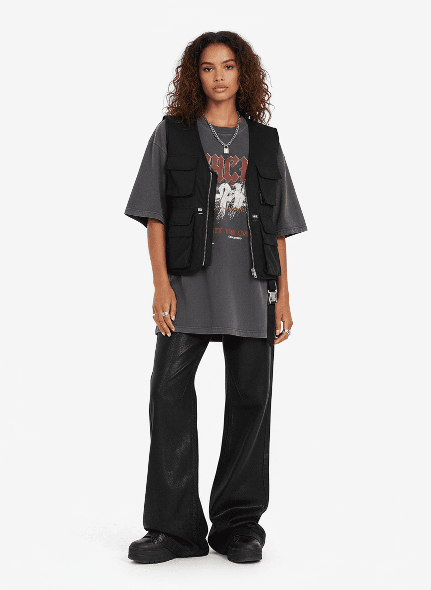 Black Wax Coated Flare Jeans