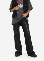 Black Wax Coated Flare Jeans