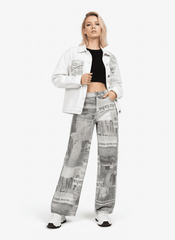Graffiti Newspaper Baggy Jeans