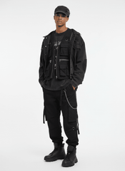 Washed Rivet Zipper Flat Top Cap
