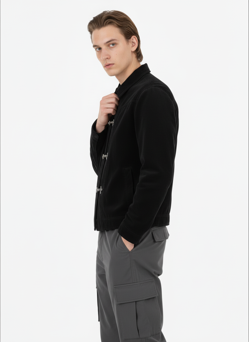 Retro Unique Metal Button Suede Lapel Bomber Jacket
