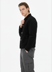 Retro Unique Metal Button Suede Lapel Bomber Jacket