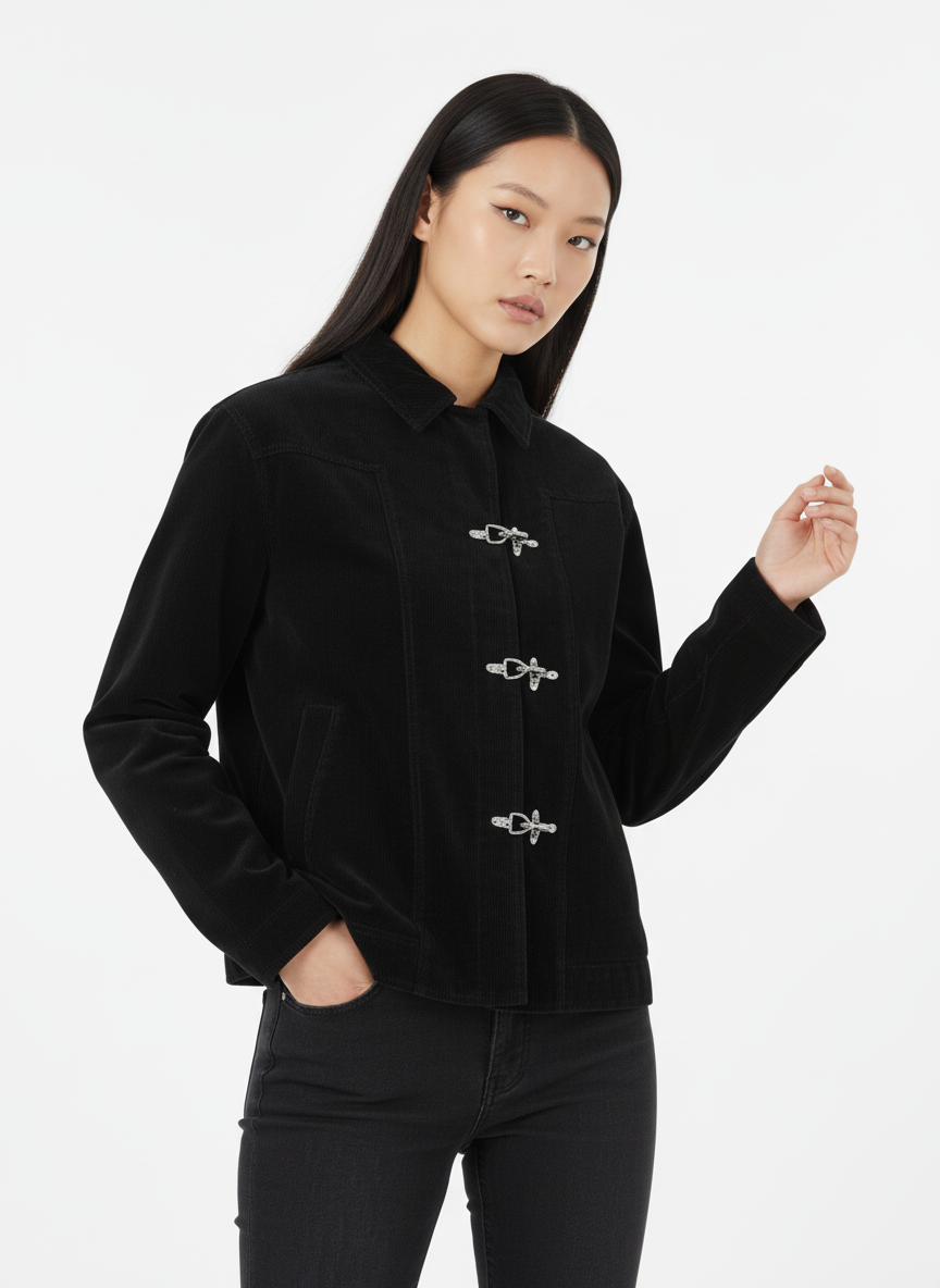 Retro Unique Metal Button Suede Lapel Bomber Jacket