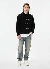 Retro Unique Metal Button Suede Lapel Bomber Jacket