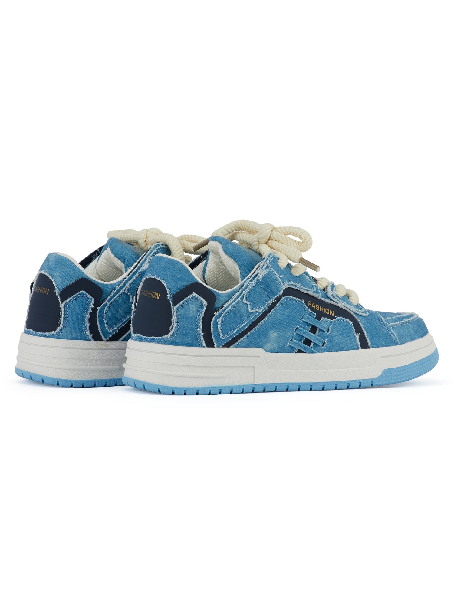 Shredded Denim Patchwork Sneakers Streetwear