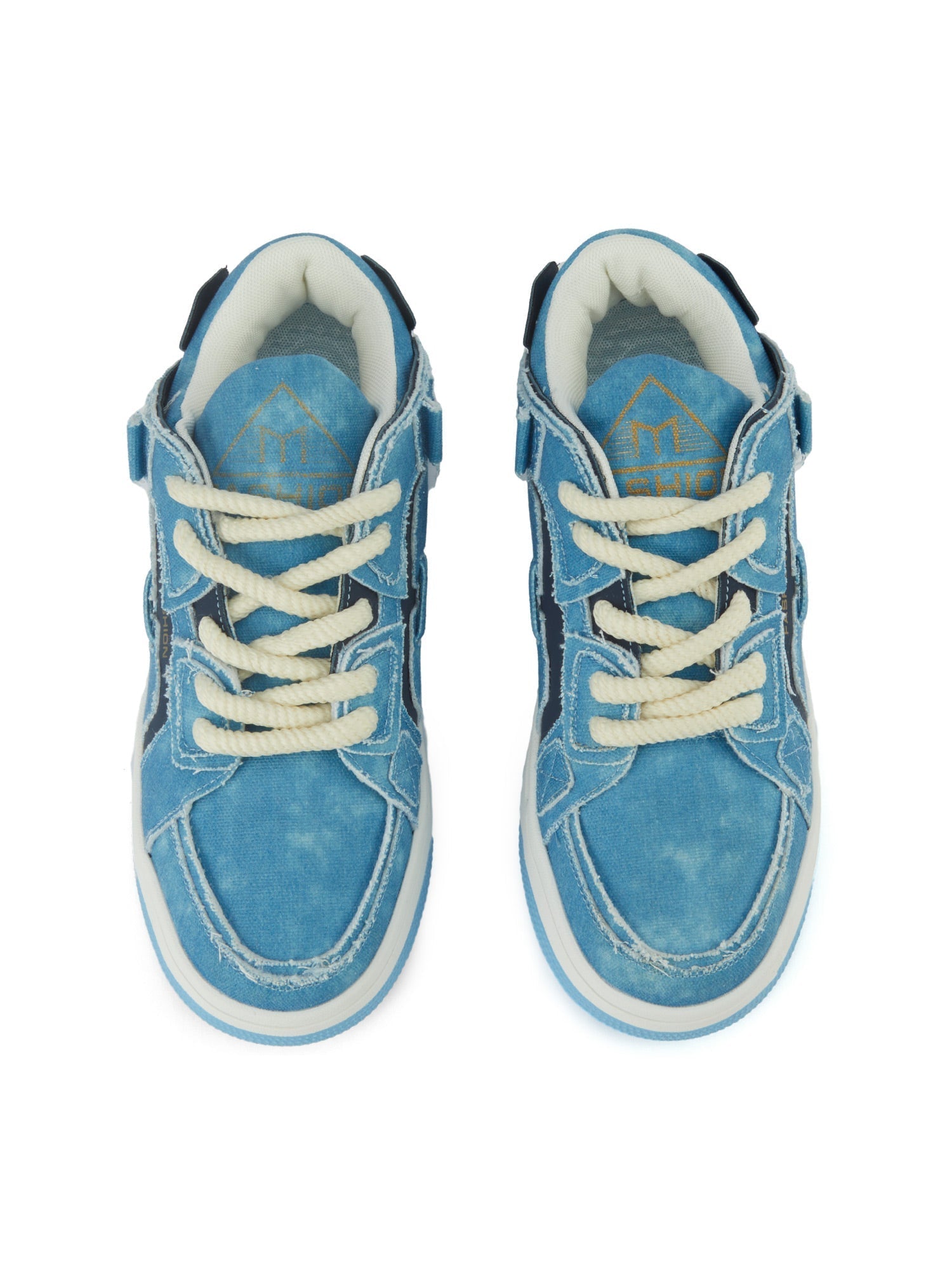 Shredded Denim Patchwork Sneakers Streetwear
