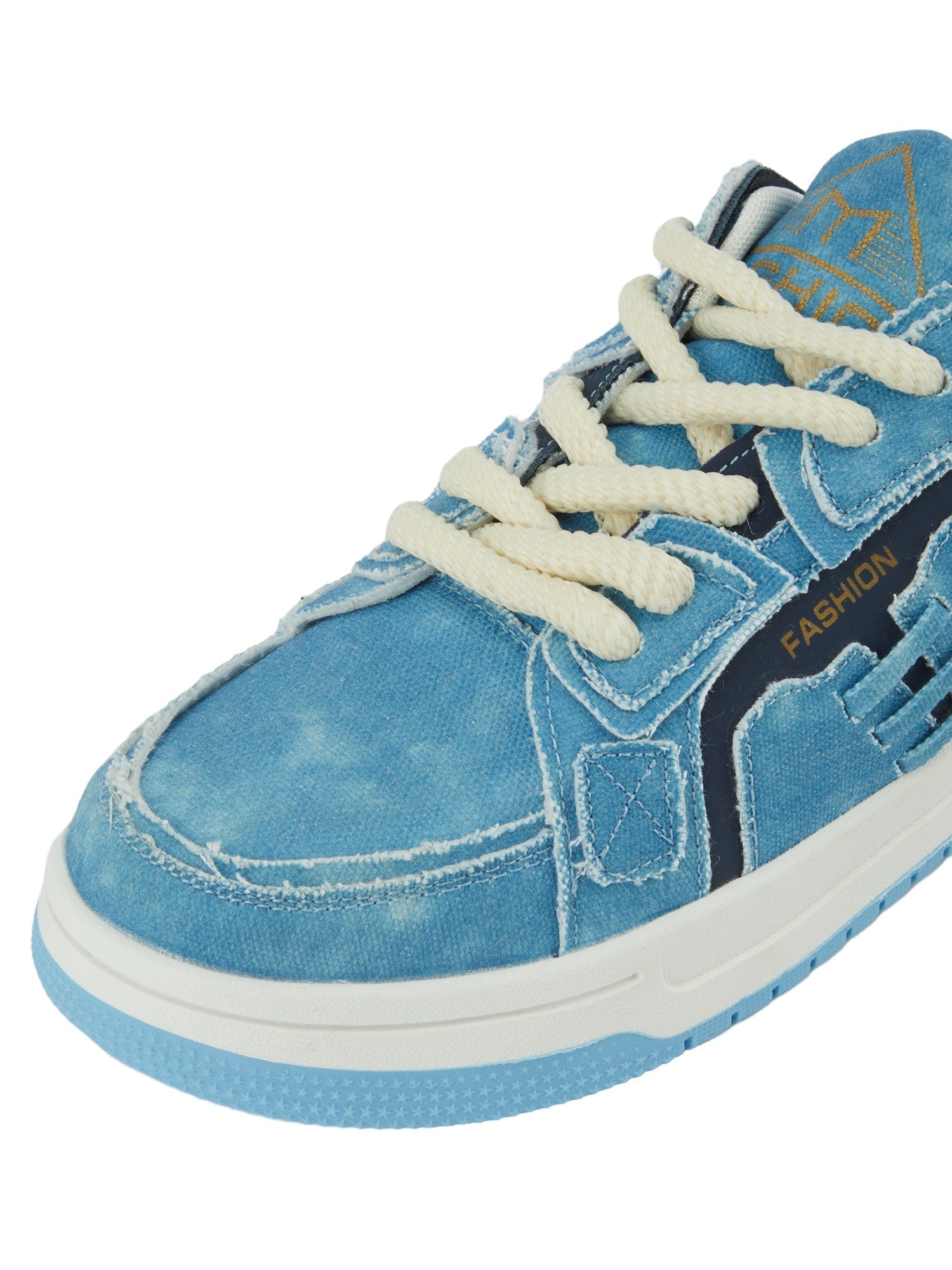 Shredded Denim Patchwork Sneakers Streetwear