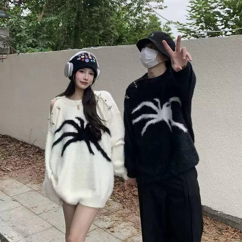 Spider Mohair Sweater Casual Fall Winter Style