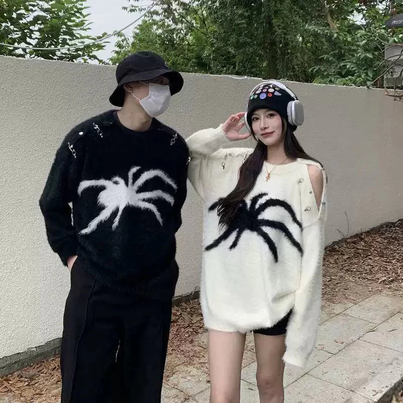 Spider Mohair Sweater Casual Fall Winter Style