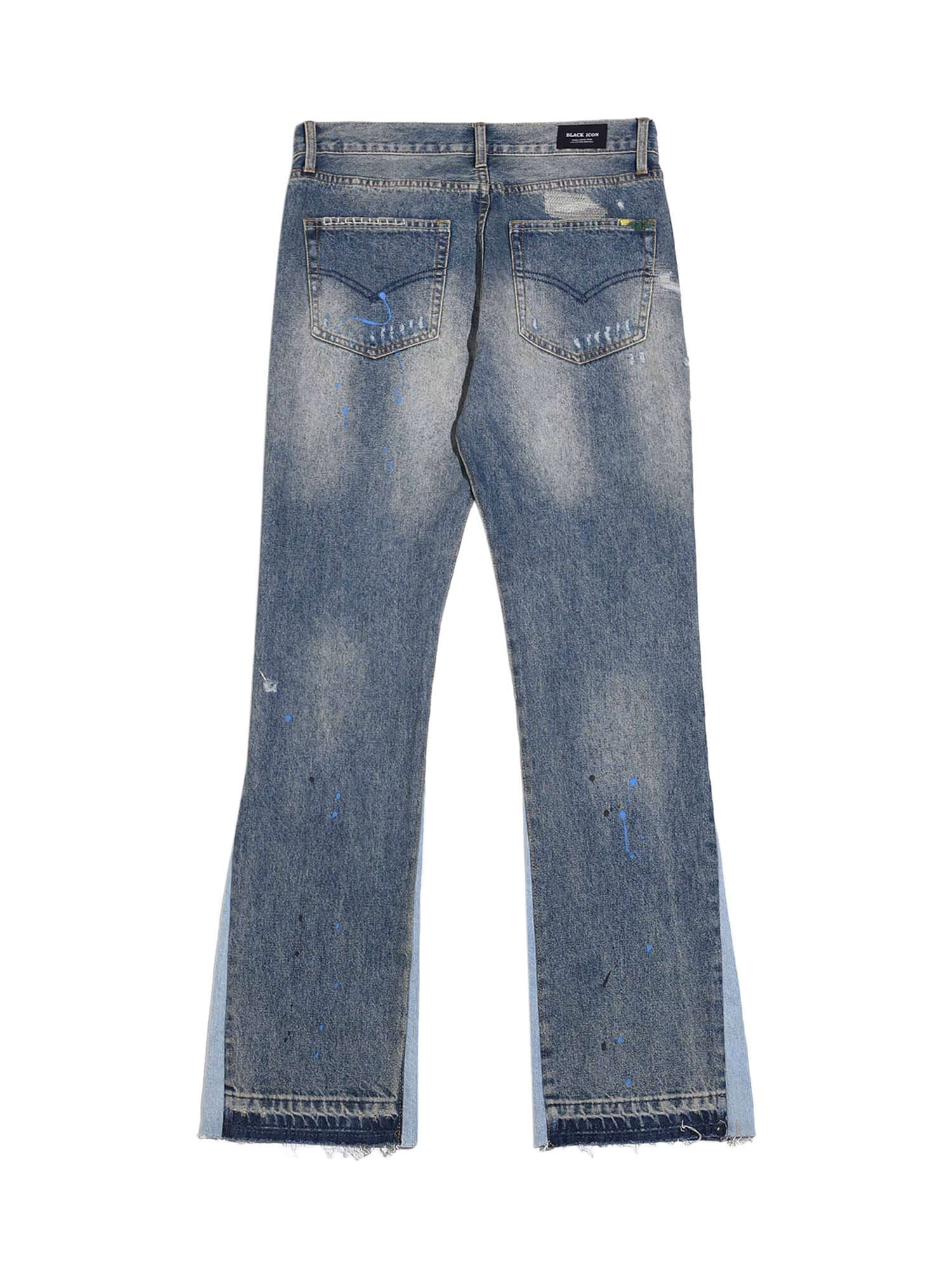 Splashing Ink Micro Horn Deconstruction Stitching Jeans Streetwear
