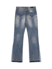 Splashing Ink Micro Horn Deconstruction Stitching Jeans Streetwear