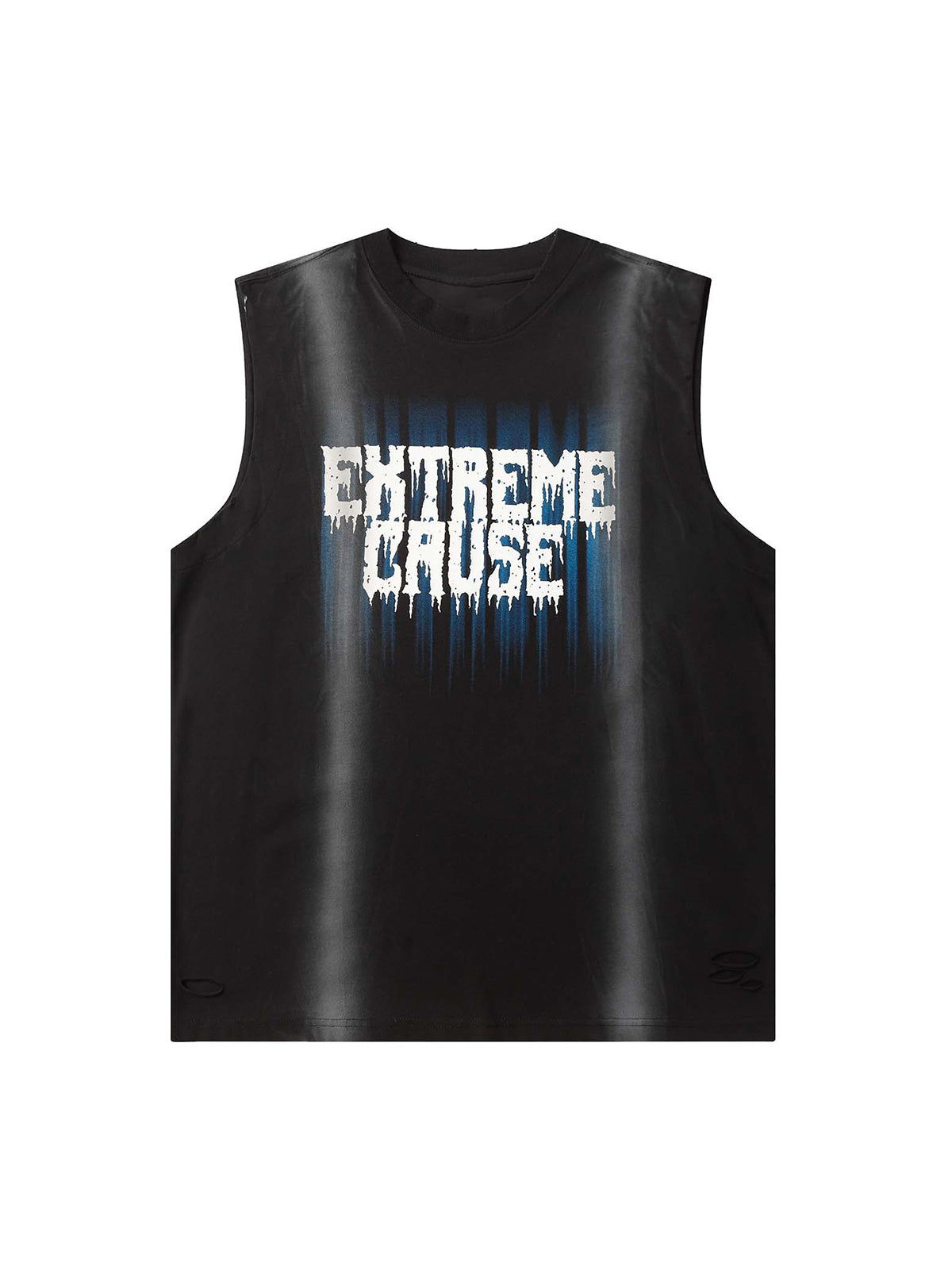 Spray Painted Lettering Ripped Print Vest Streetwear
