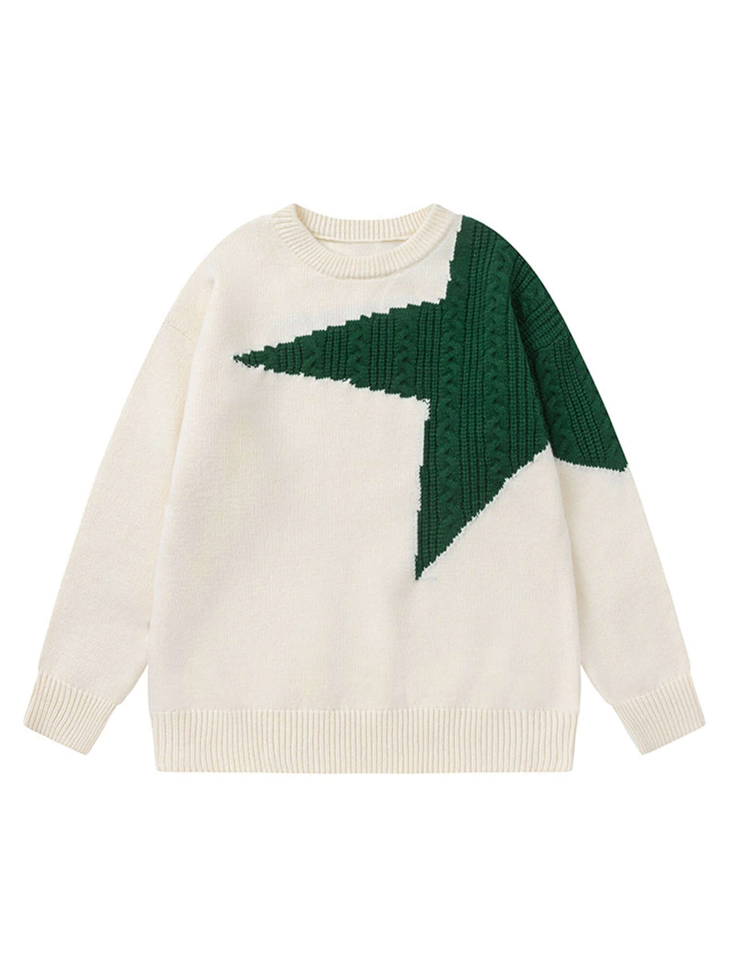 Star Contrast Knit Sweater Casual Streetwear Style
