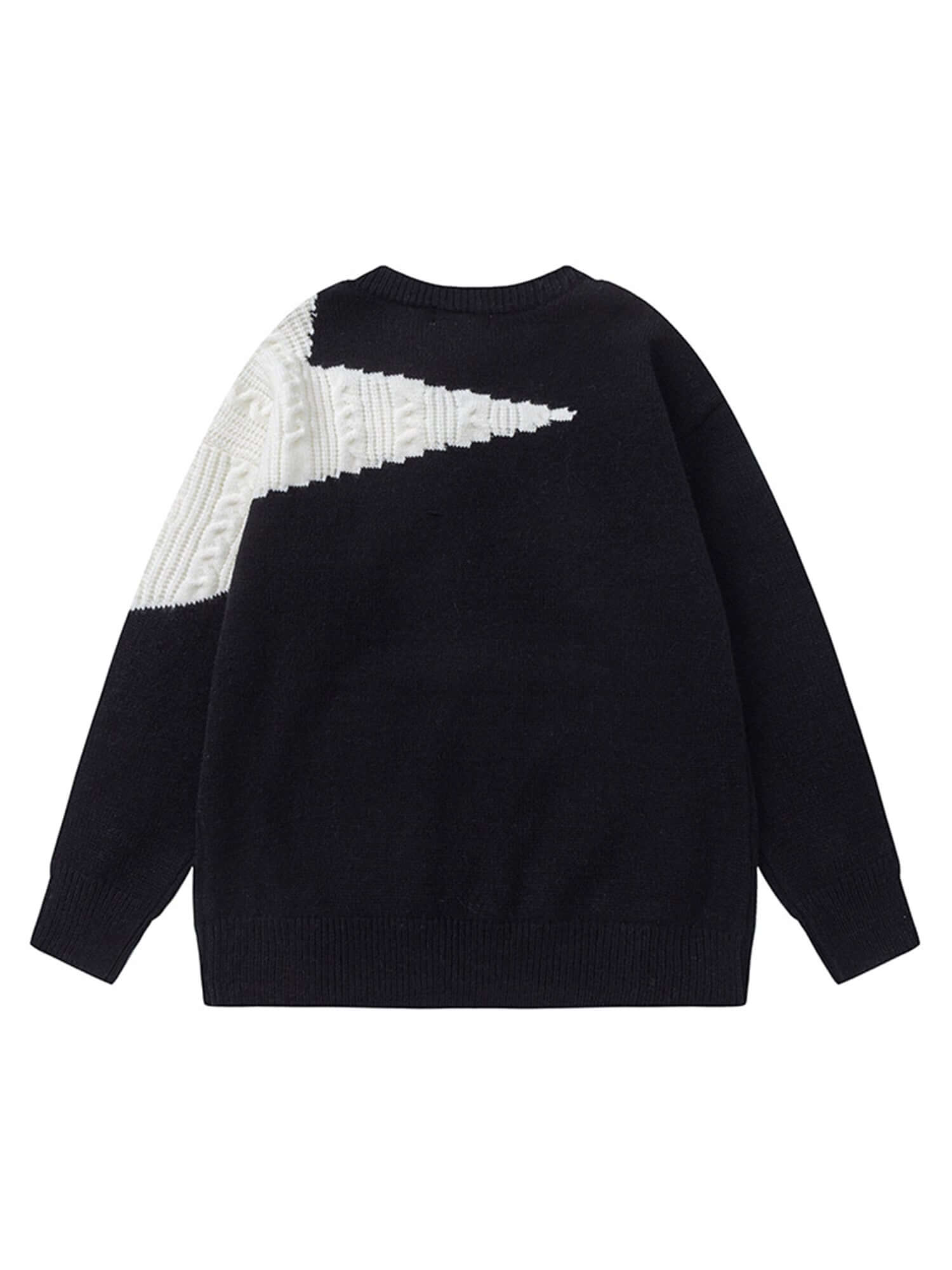 Star Contrast Knit Sweater Casual Streetwear Style