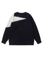 Star Contrast Knit Sweater Casual Streetwear Style