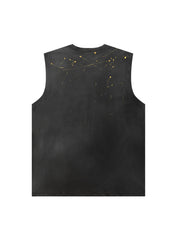 Street Embroidery Deformed Letter Print Vest Streetwear