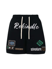 Retro Street Embroidered Drawstring Shorts