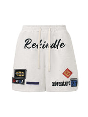 Retro Street Embroidered Drawstring Shorts