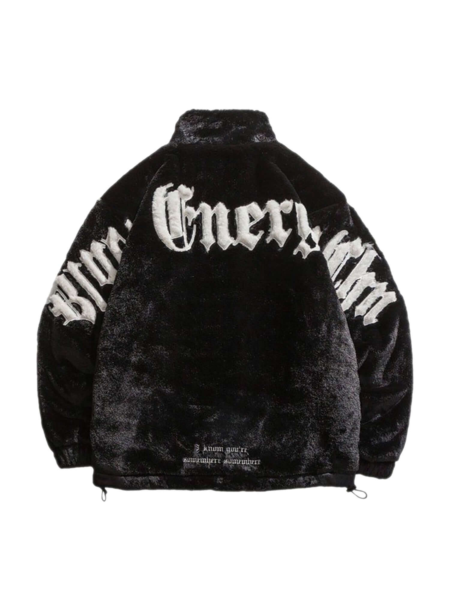 Street Letter Embroidered Fleece Jacket Urban Winter Style