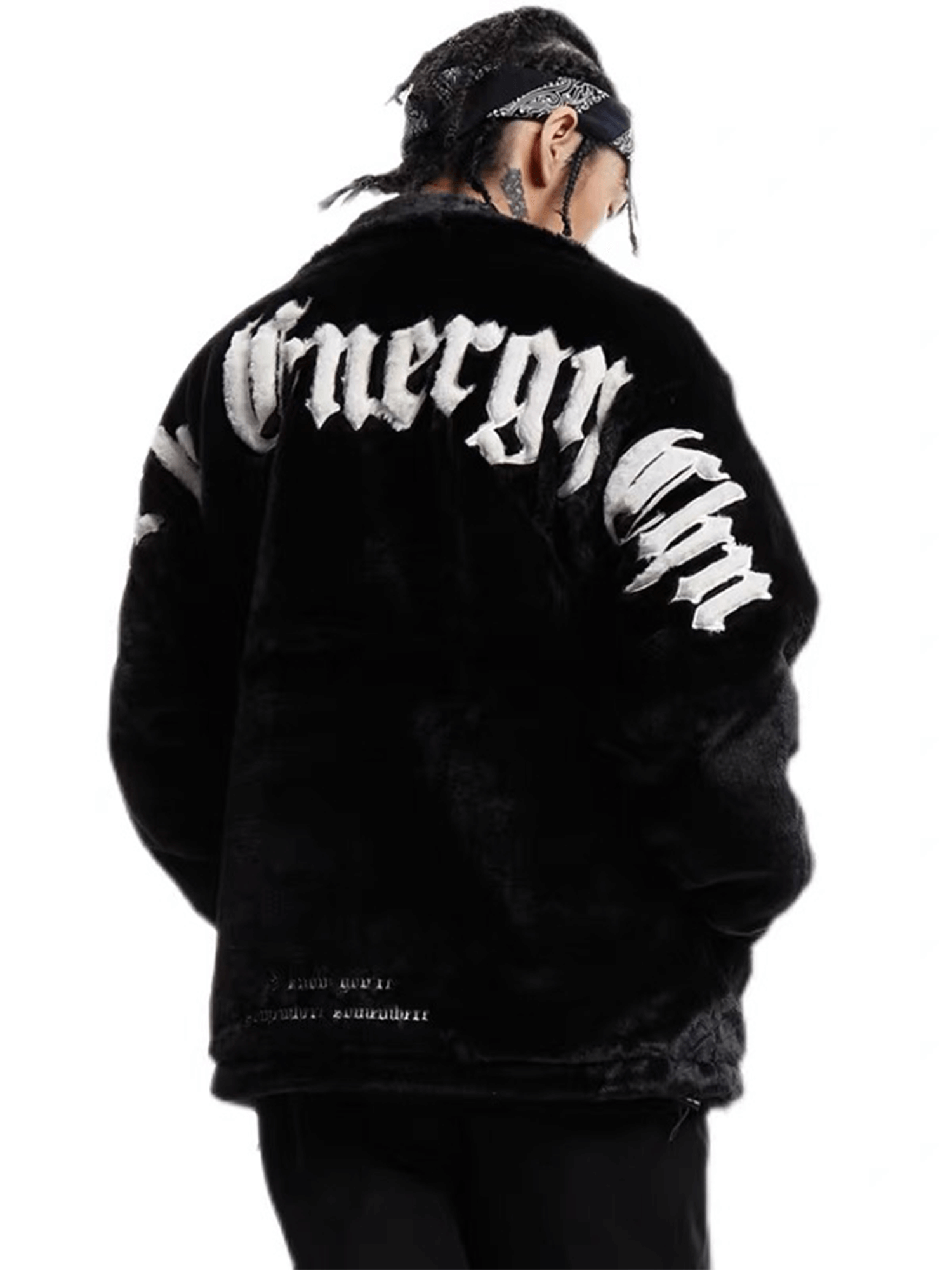 Street Letter Embroidered Fleece Jacket Urban Winter Style