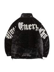Street Letter Embroidered Fleece Jacket Urban Winter Style