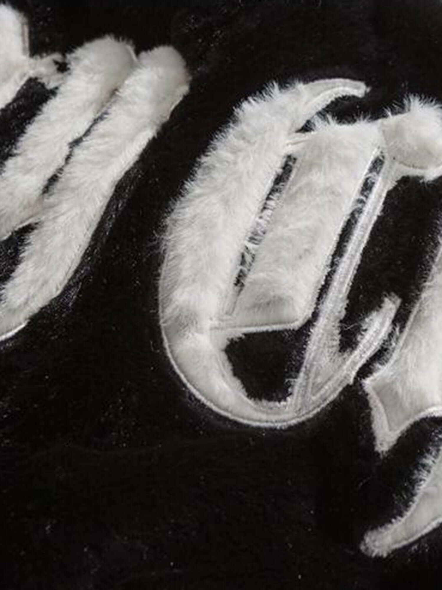 Street Letter Embroidered Fleece Jacket Urban Winter Style