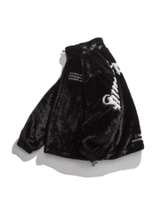 Street Letter Embroidered Fleece Jacket Urban Winter Style
