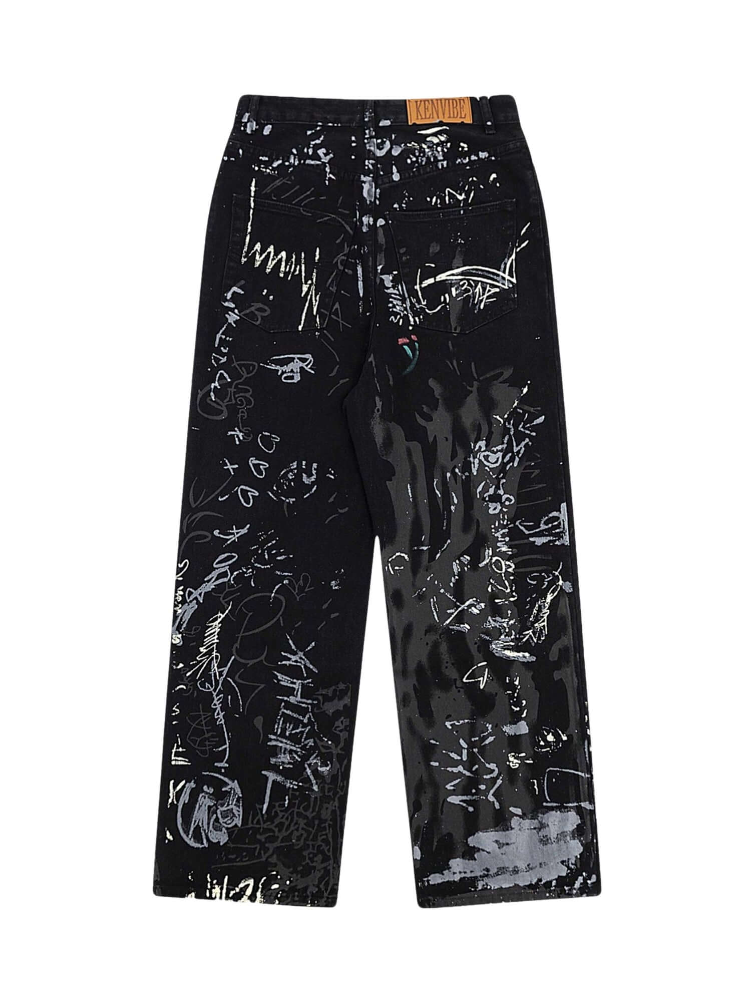 American Graffiti Letter Print Jeans Streetwear